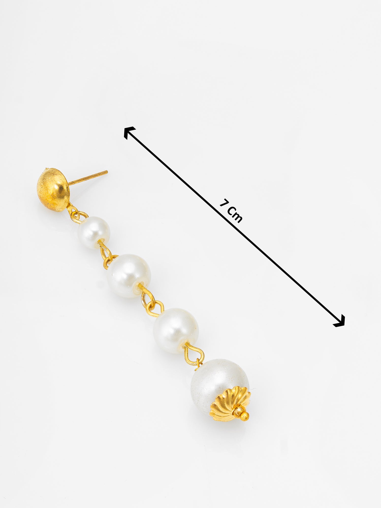 Gold-Toned Graduated Pearl Drop Earrings – View 3 | Aadita Jewelry