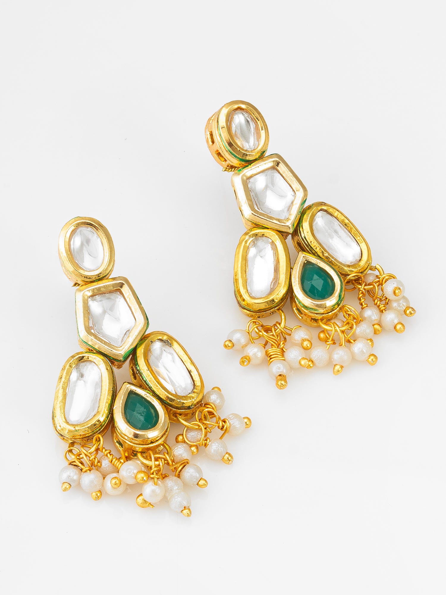 Kundan Choker Necklace Set with Meenakari, Pearl Drops – View 2 | Aadita Jewelry