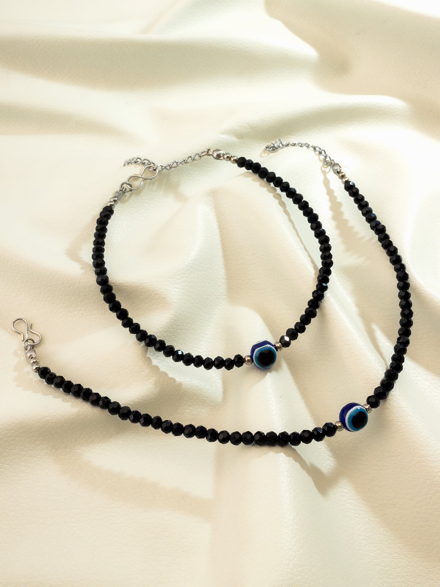 Black Crystal Bead  Evil Eye Charm Anklet – View 4 | Aadita Jewelry
