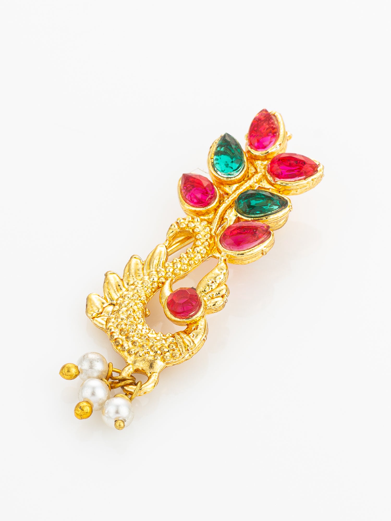 Gold Plated Peacock Motif Nathni – View 2 | Aadita Jewelry