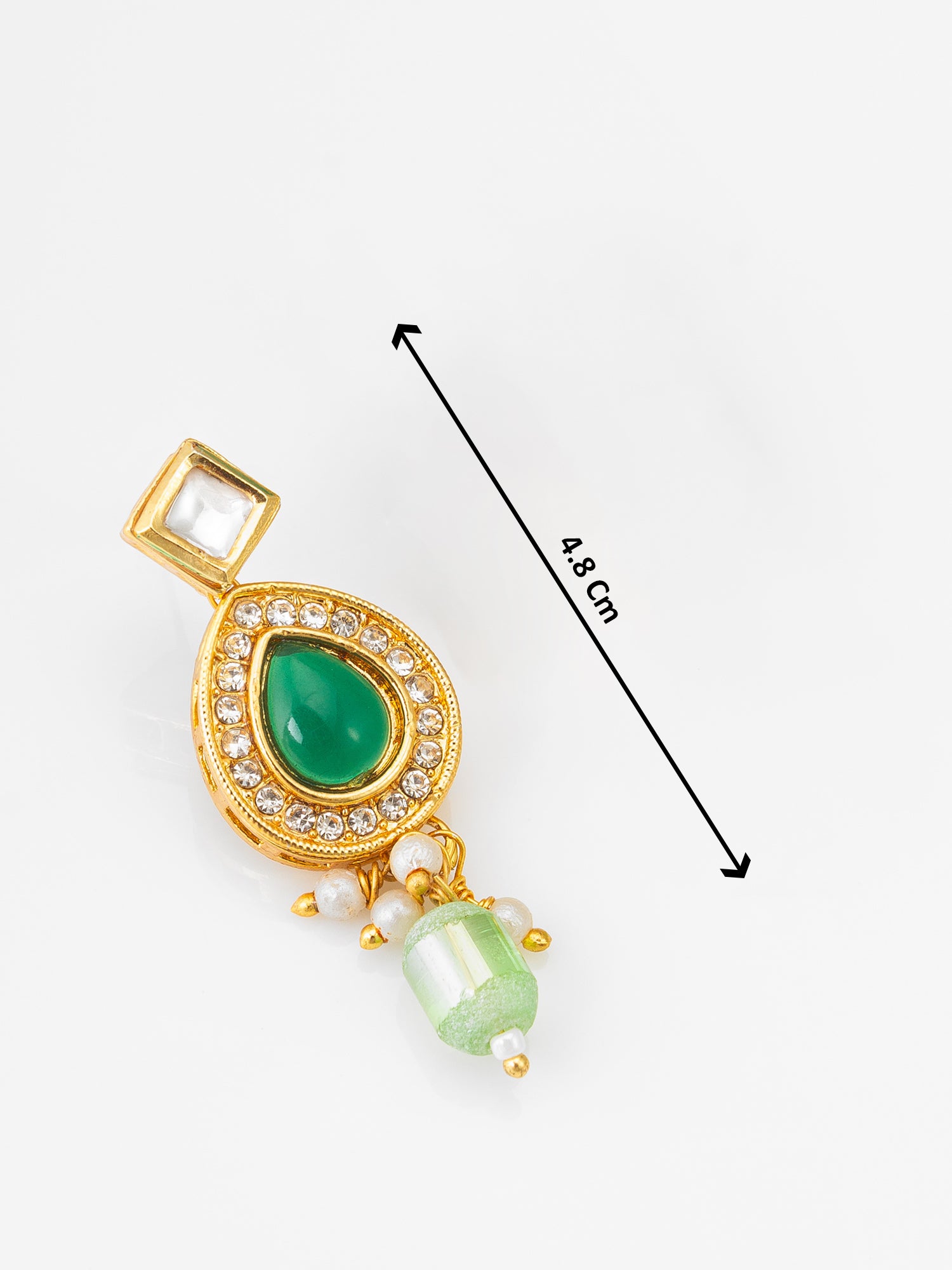Gold-Plated AD Stone Earrings with Crystal Halo and Bead Drops – View 3 | Aadita Jewelry