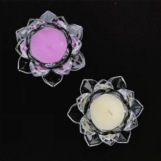 PROSPERRO LUMO Glass Lotus Candle (4.72 X 2 Inches) - HalfPe