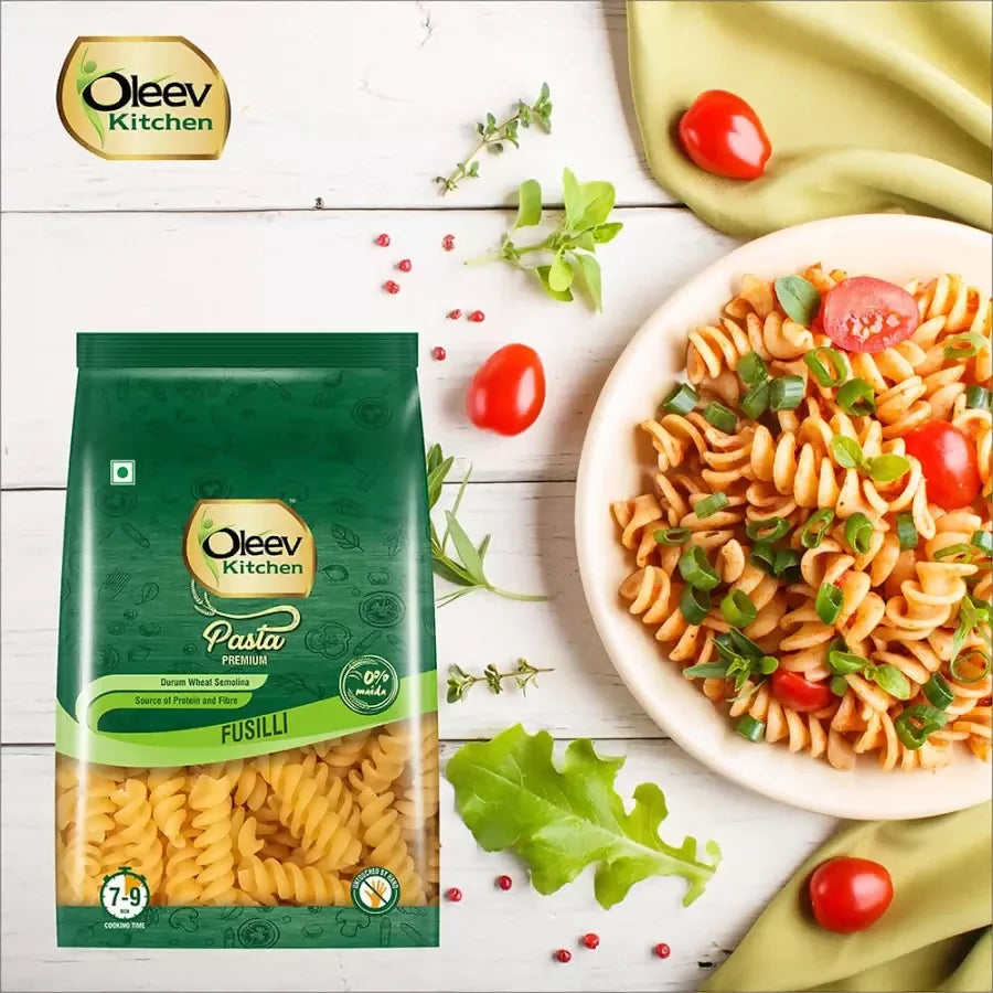 Oleev Kitchen Fusilli Pasta, Durum Wheat, 400g HalfPe - FW -TPT