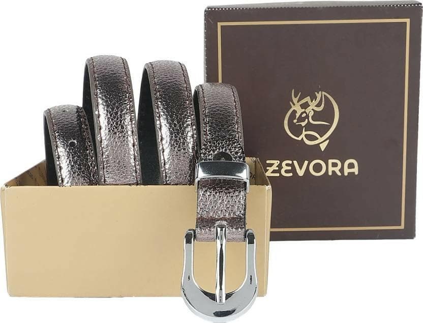 ZEVORA Women Casual, Evening, Formal, Party Silver Genuine Leather Belt - HalfPe