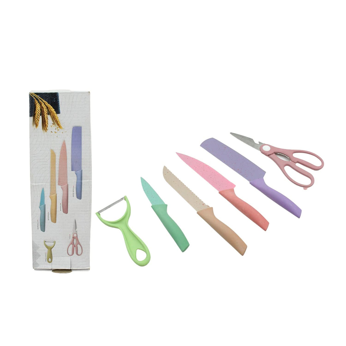 6-Pc Corrugated Forged Kitchen Knife Set with Storage Box HP DD
