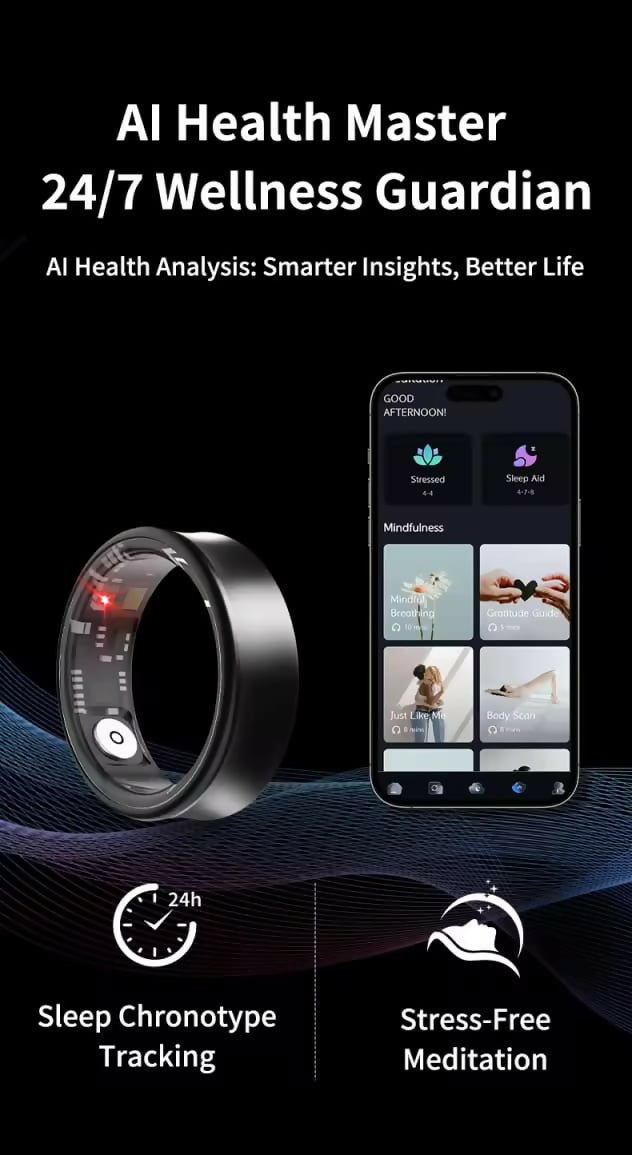 Smart Health Tracking Ring – Sleek Metal Design JPS PRODUCTS (ACHSA)
