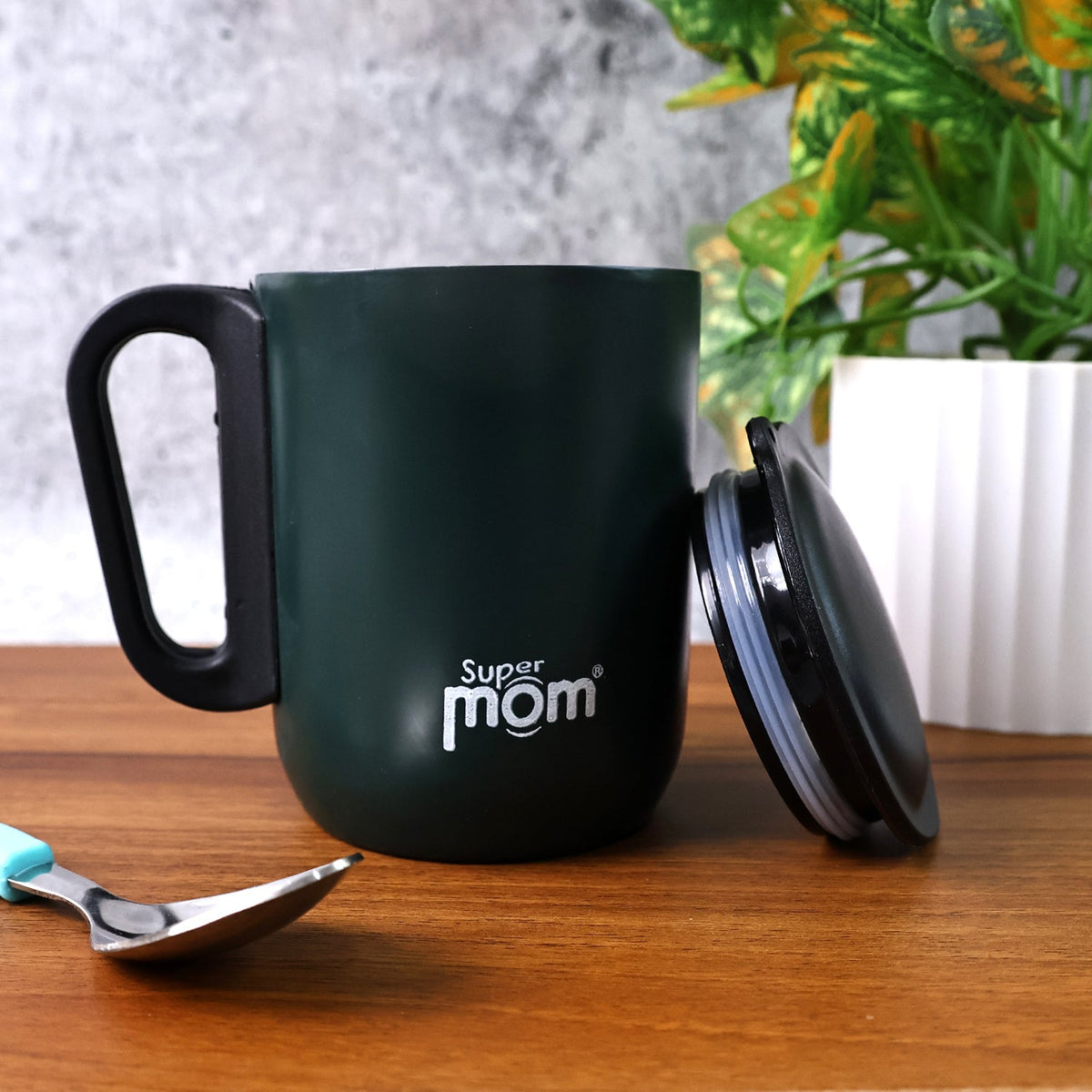 Supermom Metallic Stainless Steel Insulated Mug With Lid Approx 300ml (1 Pc) HP DD