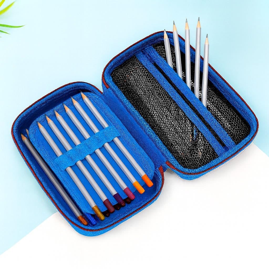 Astronaut Theme Large Capacity EVA Pencil Case with Calculator with Zippered Hard Shell Stationery Organizer for Kids JR Enterprise