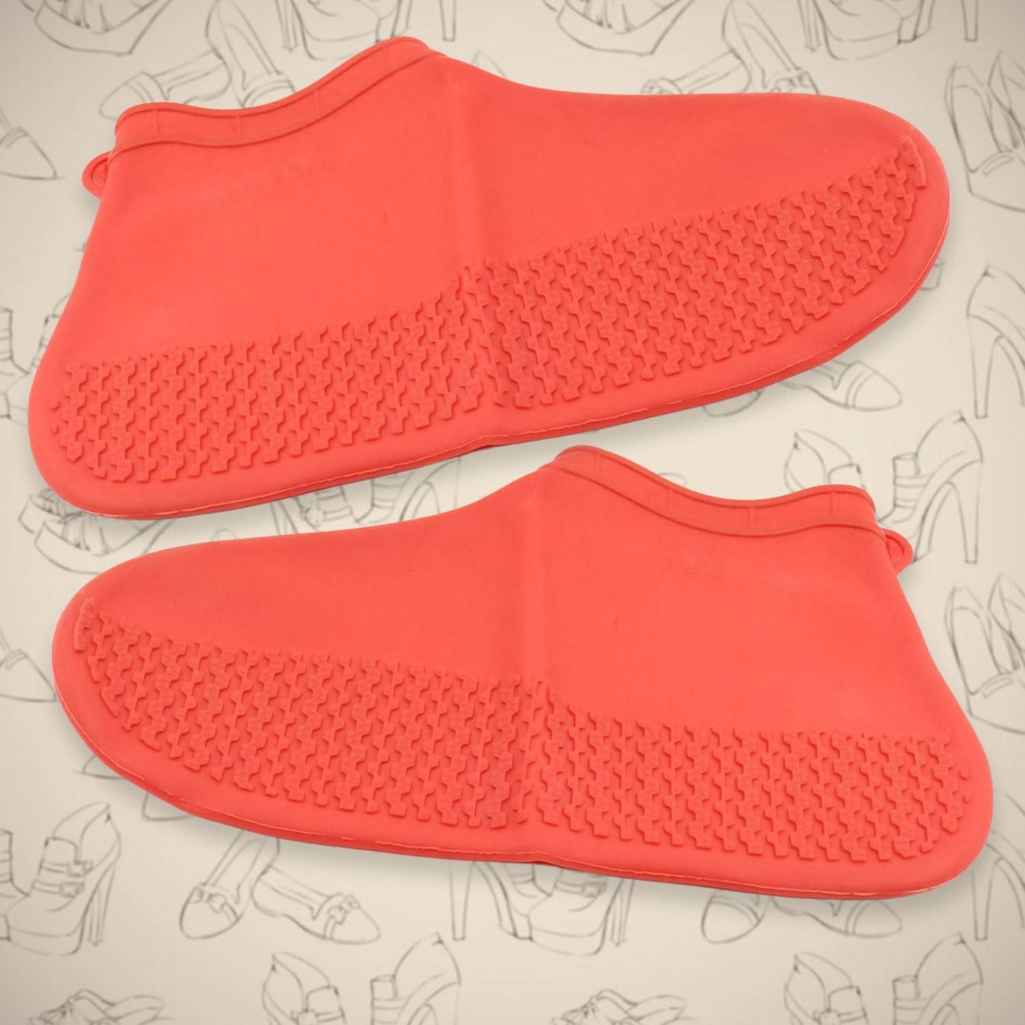 Non-Slip Waterproof Silicone Shoe Covers (Red, Medium, 1 Pair)