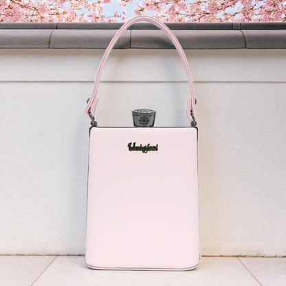 Metallic Box Clutch Handbag with Crown Lock