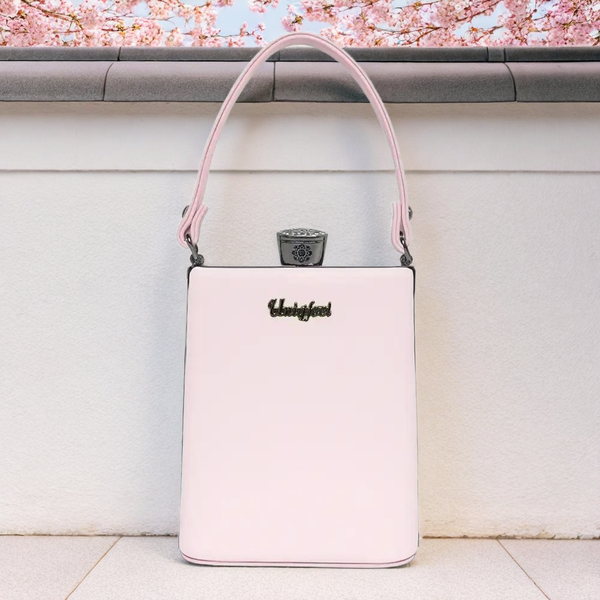 Metallic Box Clutch Handbag with Crown Lock