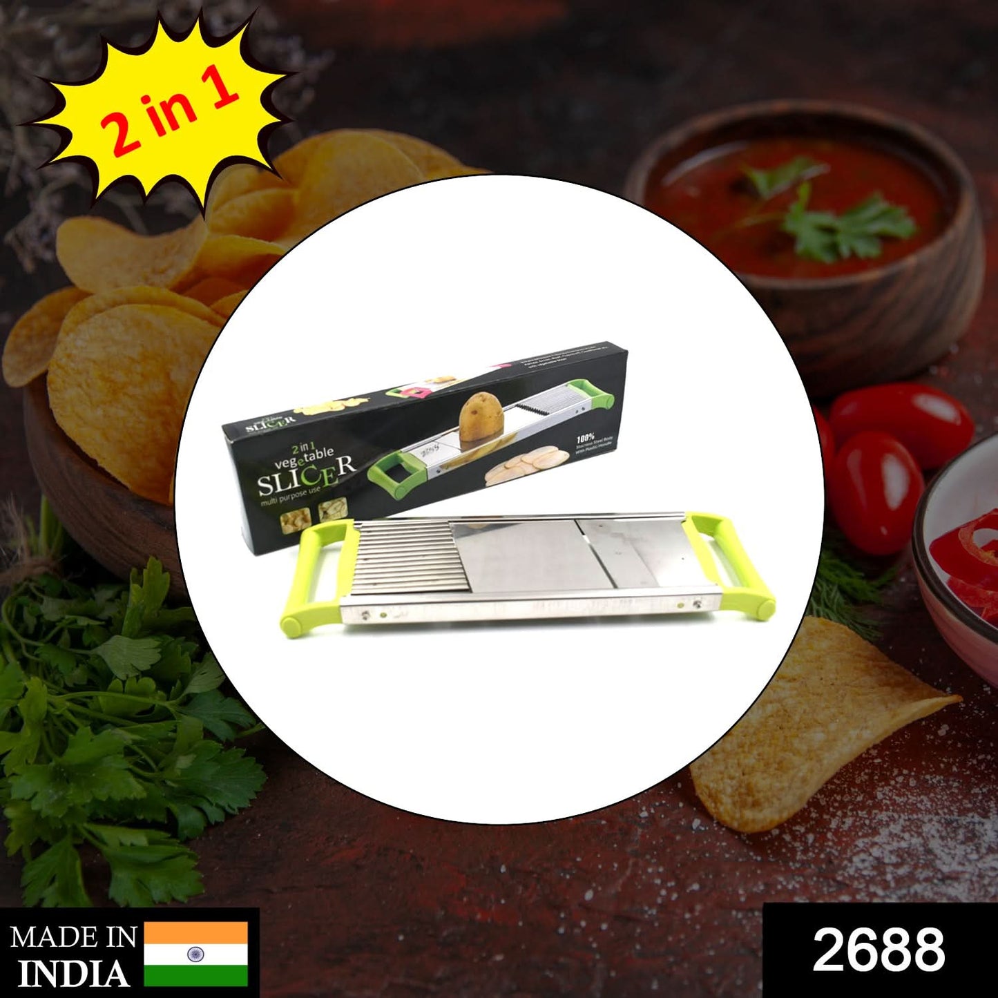 2-in-1 Potato Slicer – Multifunctional Vegetable Cutter with Julienne & Slicing Blades