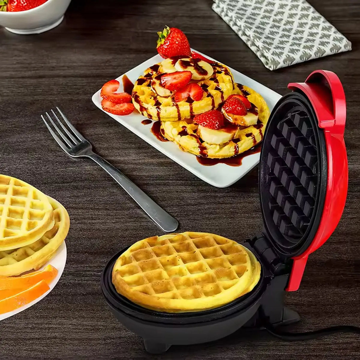 Mini Waffle Maker Machine Waffle Iron Home Appliances Kitchen Gift Easy To Clean On-stick Surfaces Perfect Breakfast Dessert Sandwich Pan Cakes Paninis  Other Snacks Machine HP DD
