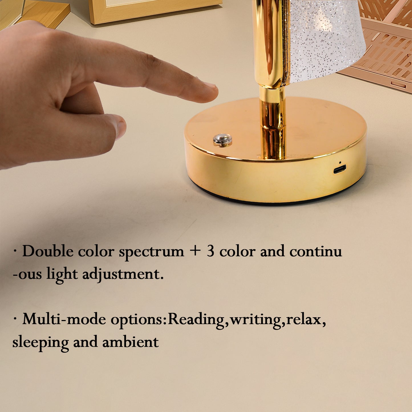 Modern Luxury Crystal LED Double Shade Table Lamp for Golden Base Decorative Lighting for Bedroom (1 Pc)