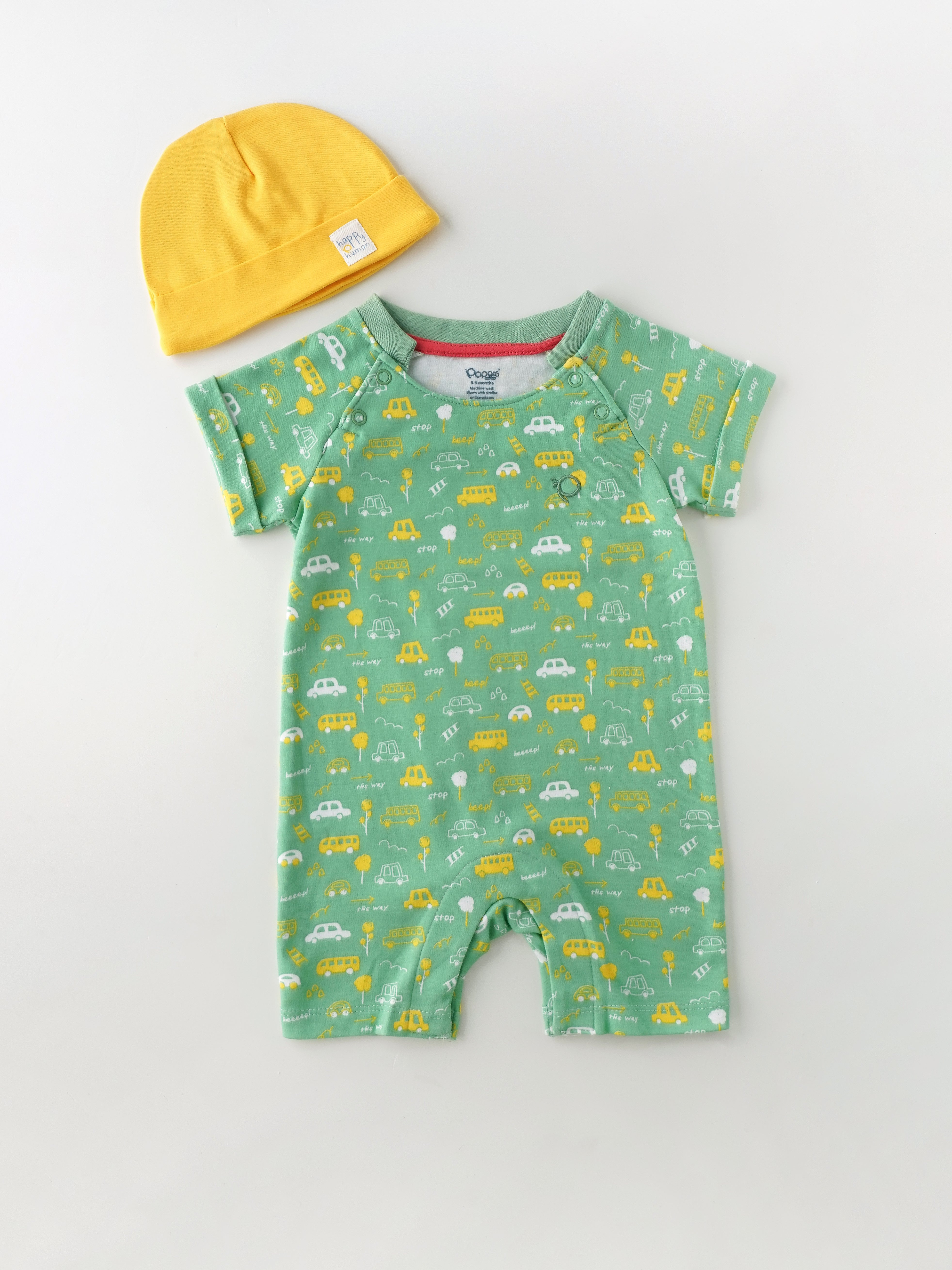 Popees Printed Romper with Cap (3–24 Months) for Baby Boys - Image 1