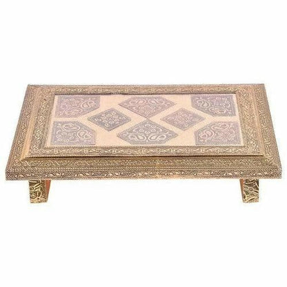 Golden Oxidized Chowki (12x8 inches) - HalfPe