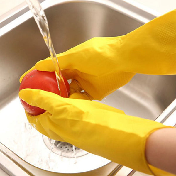 2 Pairs Medium Yellow Rubber Gloves – Multipurpose