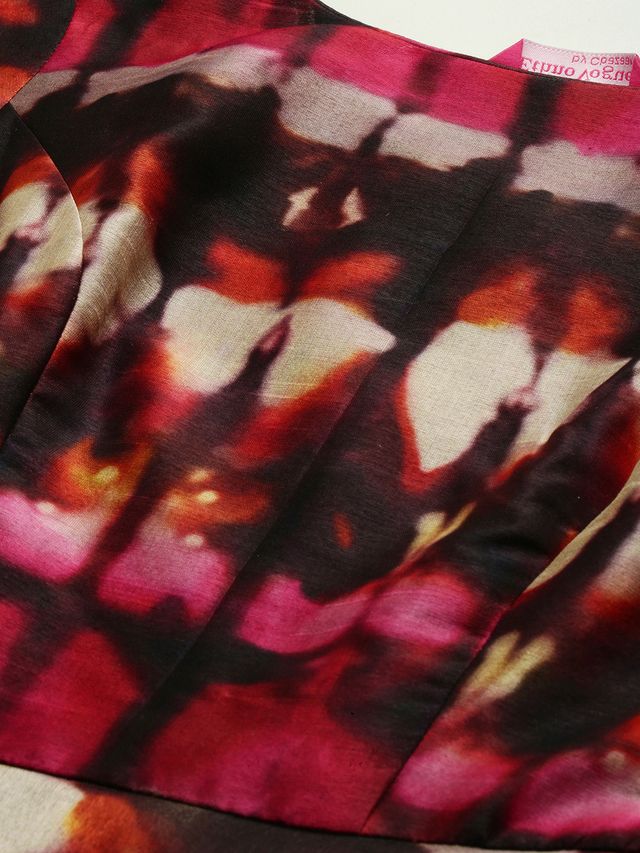 Bollywood Vogue Ready To Wear Multicolored Digital Printed Art Silk Dress