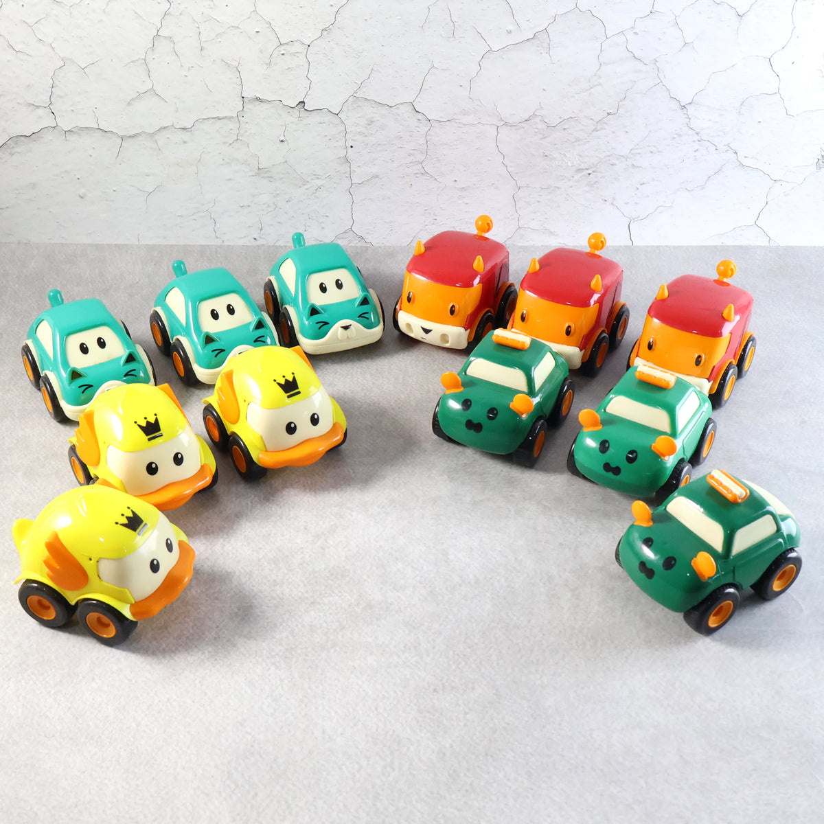 Cartoon Pull-back Car Toy Set For Kids (12 Pc)