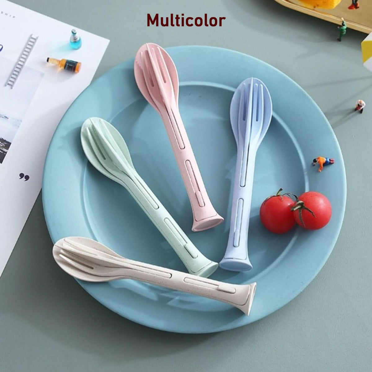 3 In 1 Reusable Spoon Knife Forks Tableware Spoon (3 Pcs Set) HP DD