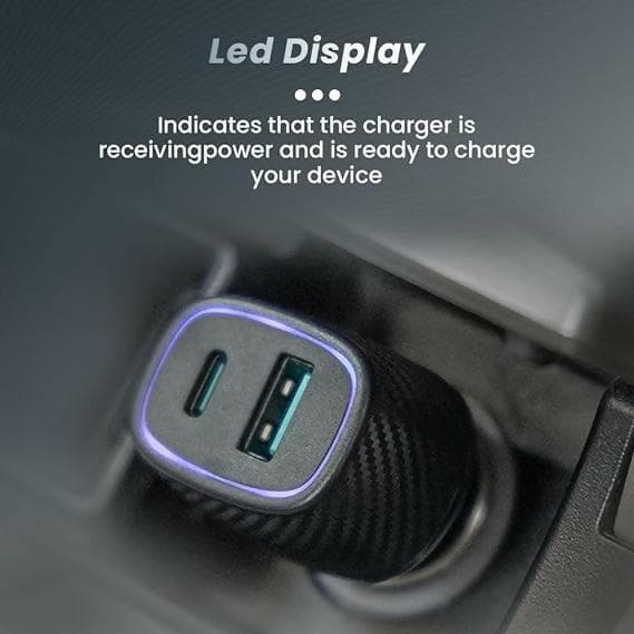 Car Charger with Type C (Car Power 6) - HalfPe