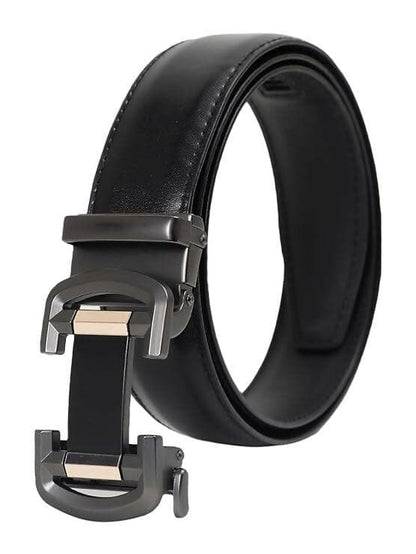 ZEVORA Men Casual, Formal, Party Black Genuine Leather Belt (Black) - HalfPe