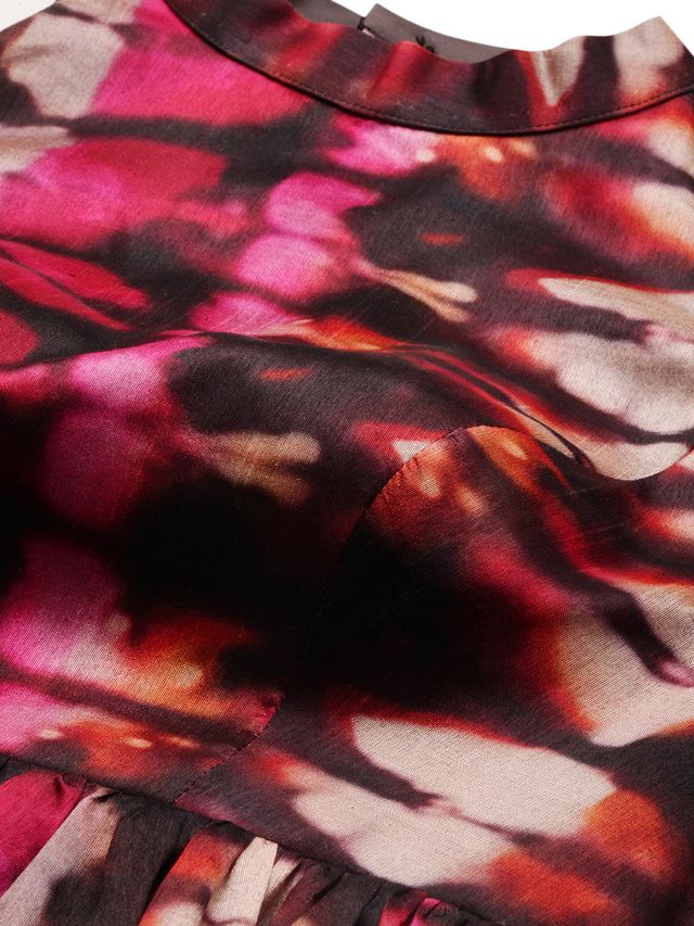 Bollywood Vogue Ready To Wear Multicolored Digital Printed Gathered Dress
