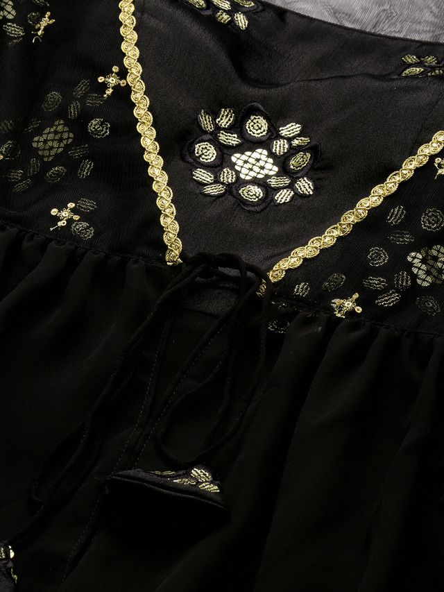 Bollywood Vogue Ready To Wear Black Chinon Embroidered N Sequins Gharara Set