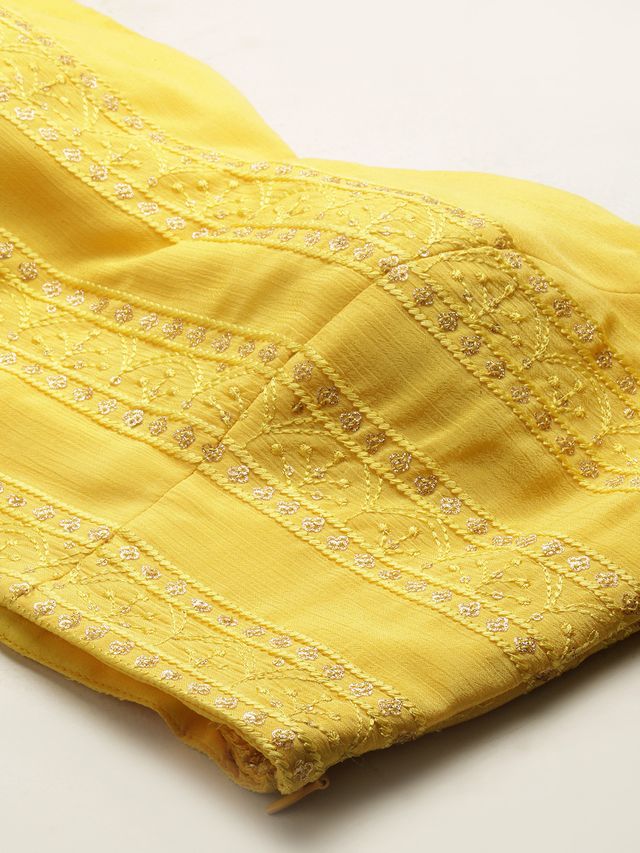 Bollywood Vogue Ready To Wear Pink N Yellow Embroidered Lehenga Set