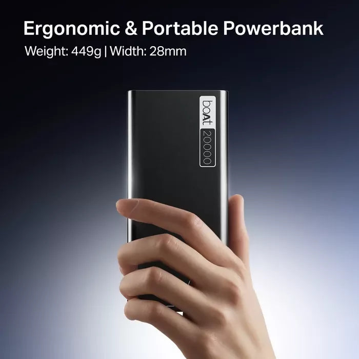 boAt Energyshroom PB400 Powerbank with 20000mAh battery capacity with Smart IC protection(Carbon Black) hp excluisve