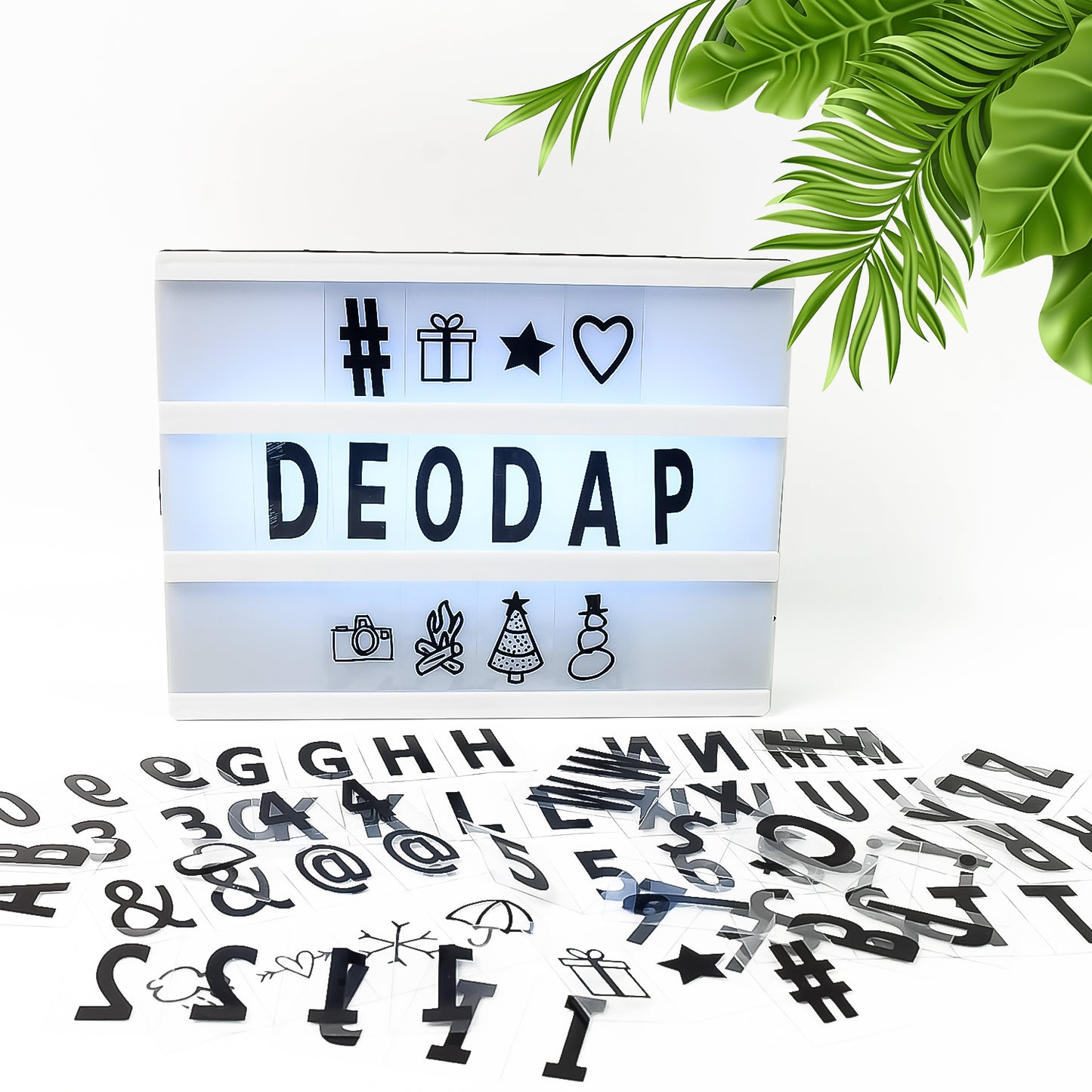 Black Mini A6 Magnetic Cinematic Light Box with 82 Characters and 10 Emojis, USB Power or Battery Operated 4x AA Batteries (not included) (1 Set)