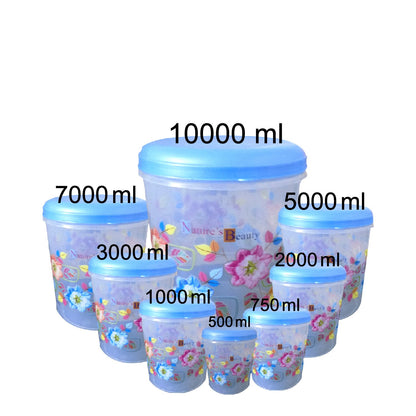 Air Tight Plastic Transparent Container Set (10000ml 7000ml 5000ml 3000ml 2000ml 1000ml 750ml 500ml)