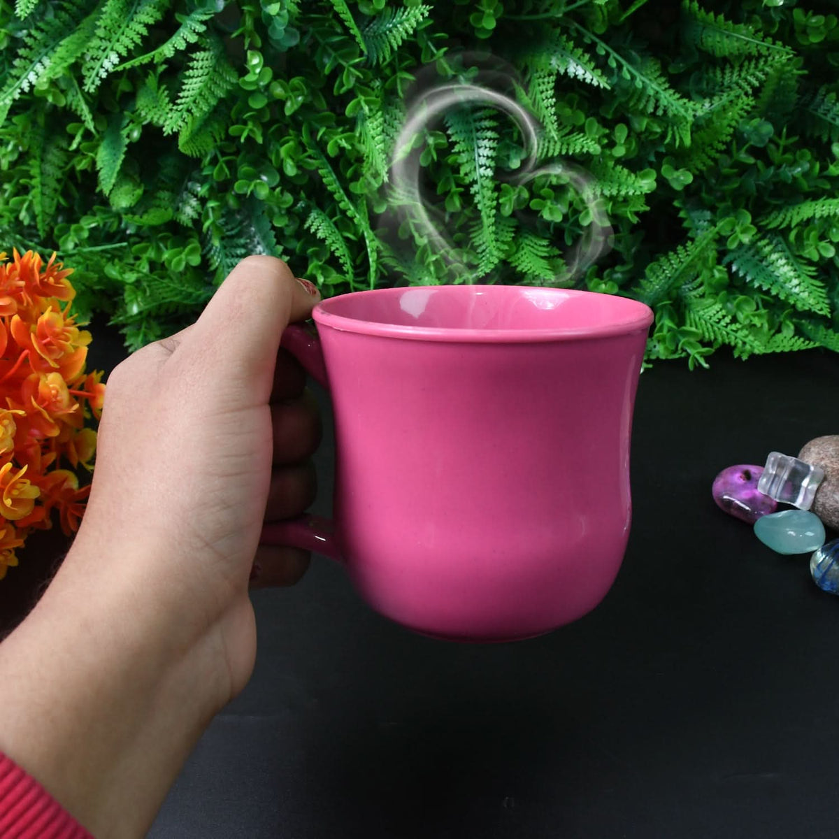 Premium Plastic Coffee  Tea Cups  Mug With Handle (1 Pc  With Color Box  Mix Color) HP DD