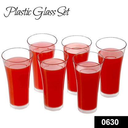 Transparent Juicy Glass Set – 300ml (6 Pcs, Plastic)
