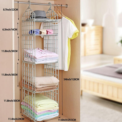 5 Layer Folding Plastic Hanging Closet Organizer Storage Holders & Racks. - HalfPe