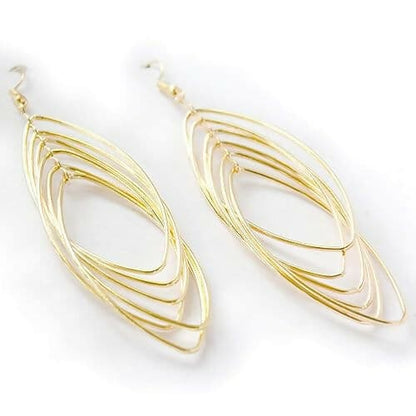 Trendy Gold Plated Big Large Size Multiple Hoops in One Earring Long for Girls & Women