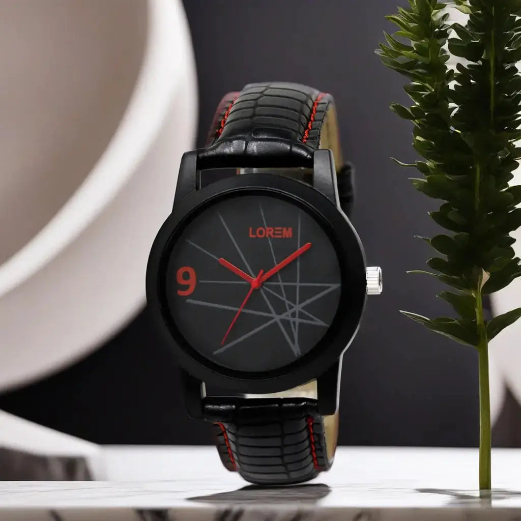 LOREM Black Star Design Analog Watch For Men LR08 LOREM