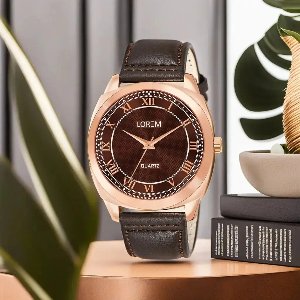 LOREM Brown Cubic Designer Printed Dial Analog Watch For Men LR89 LOREM