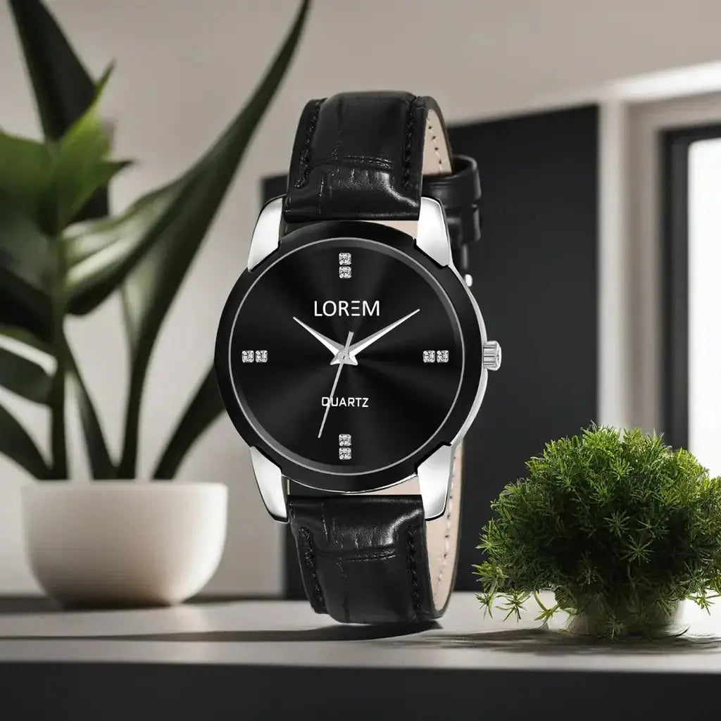 LOREM Black Stylish Dial Analog Watch For Women LR343 LOREM