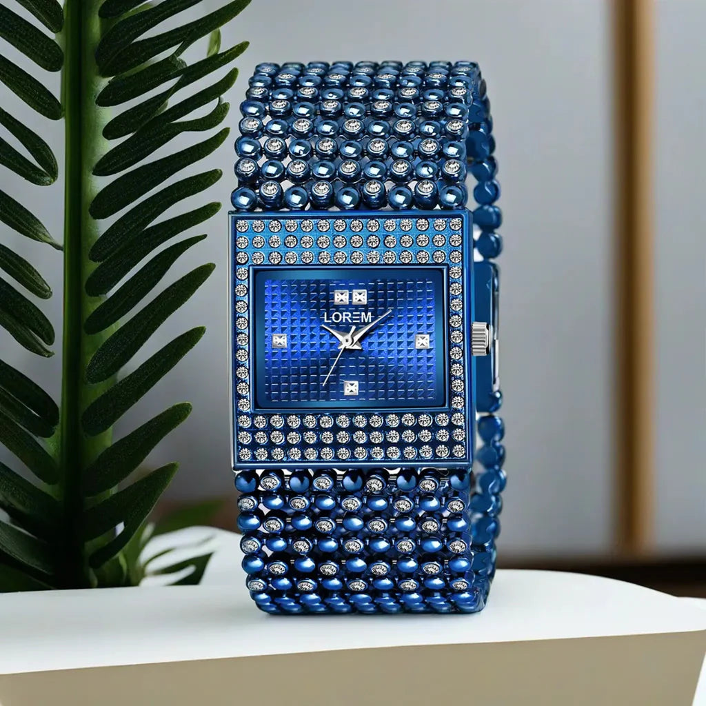 LOREM Blue Square Braclet Analog Watch For Women LR290