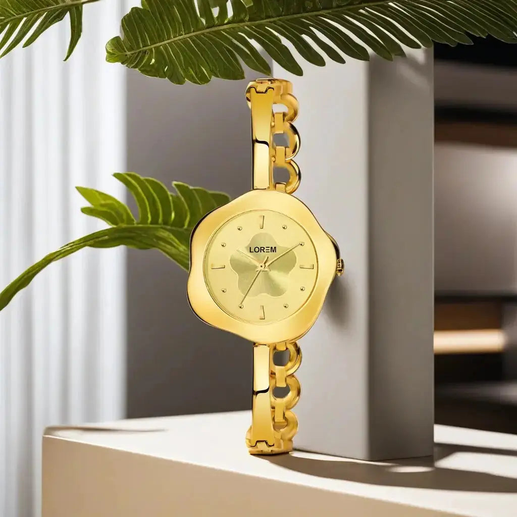 LOREM Gold Brass Designer Analog Watch For Women LR262 LOREM