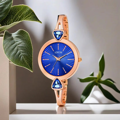 LOREM Blue Fancy Stone Analog Watch For Women LR276