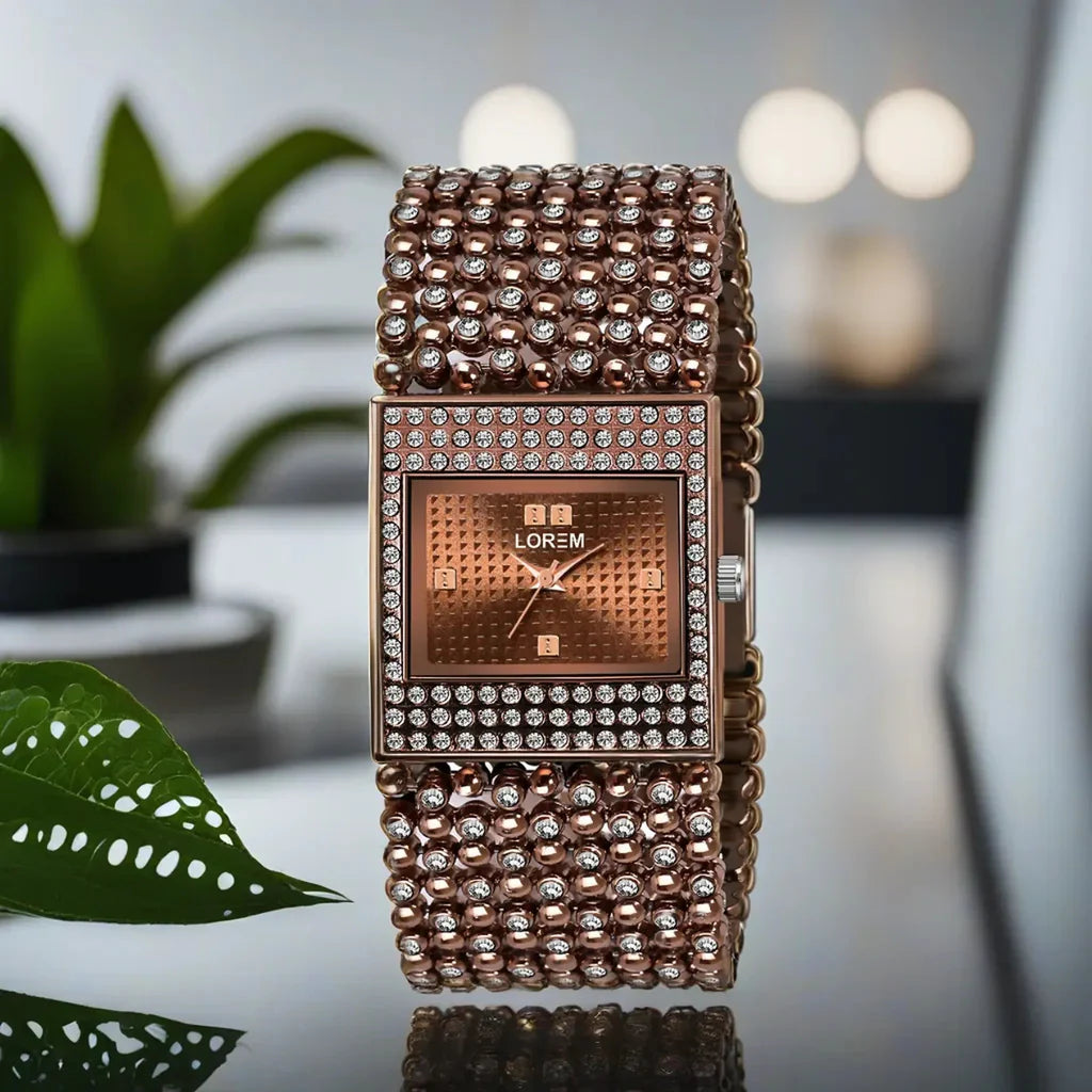 LOREM Brown Square Braclet Analog Watch For Women LR289