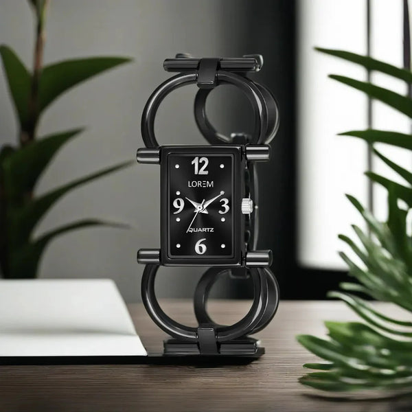 LOREM Black Trending Square Braclet Analog Watch For Women LR292