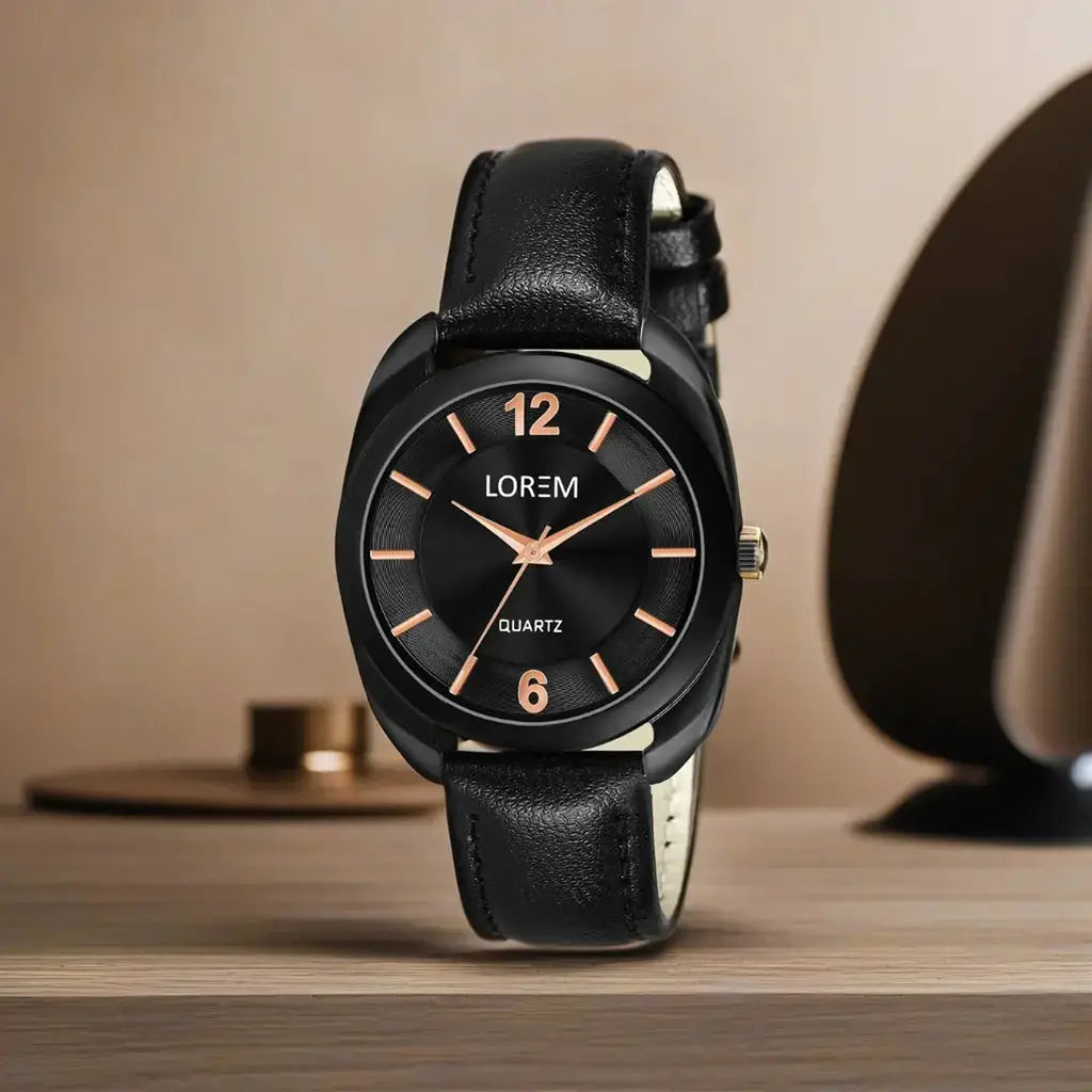 LOREM Black Stylish Dial Analog Watch For Women LR322 LOREM