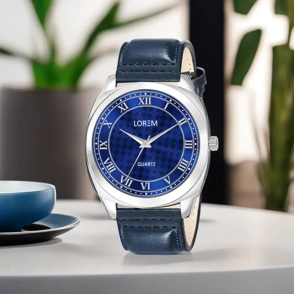 LOREM Blue Cubic Designer Printed Dial Analog Watch For Men LR92 LOREM