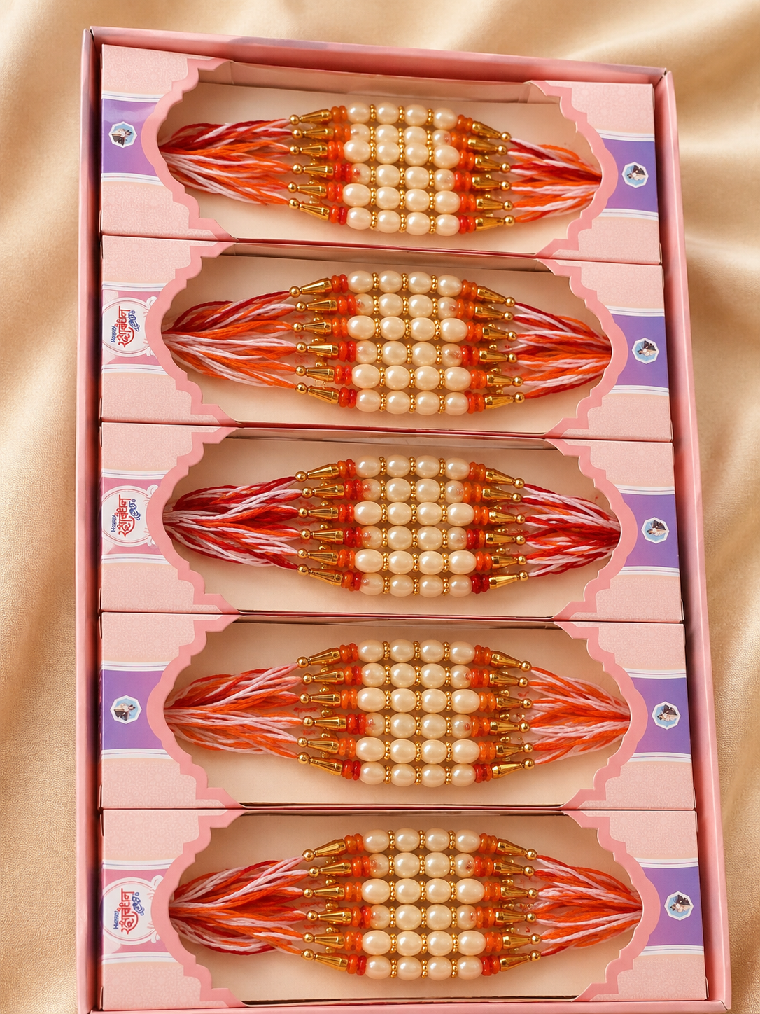 Designer Pearl & Moti Rakhi Combo Set of 10 (Multi-colour)