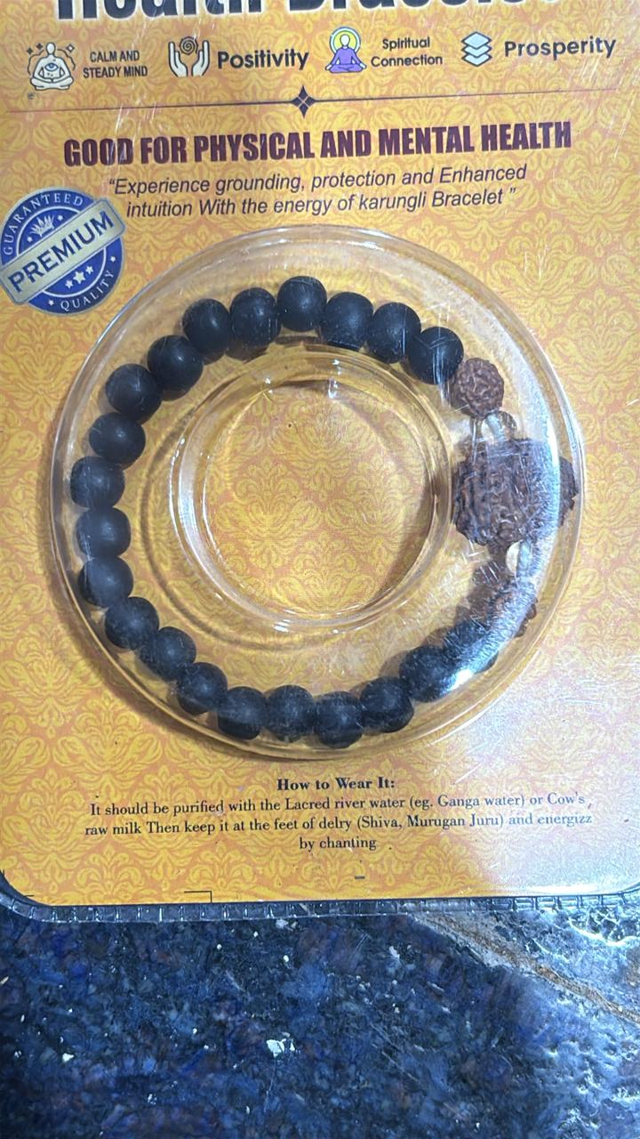 Original Karungli Health Bracelet Black Ebony Wood Karungli Bracelet Pack of 1, Ideal for Men and Women | 100% Natural Unpolished Ebony