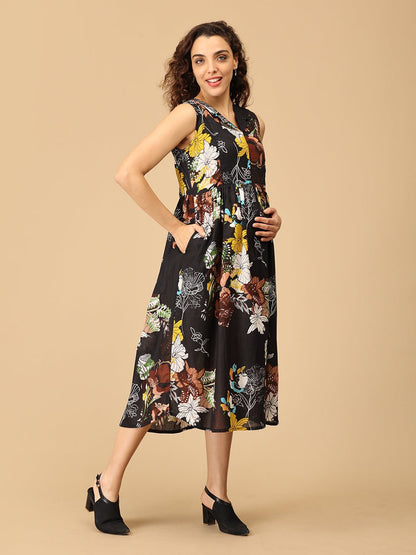 Ebon Bloom Maternity and Nursing Dress - DRS - SK - EBNBL - S
