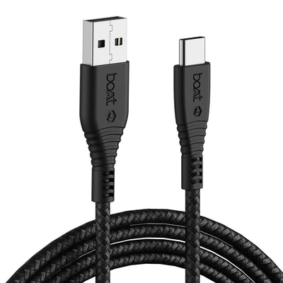 boAt Type C A320 Tangle-Free, Sturdy Type C Cable, Compatible With Smartphones & Tablets 1.5Meter (Black)